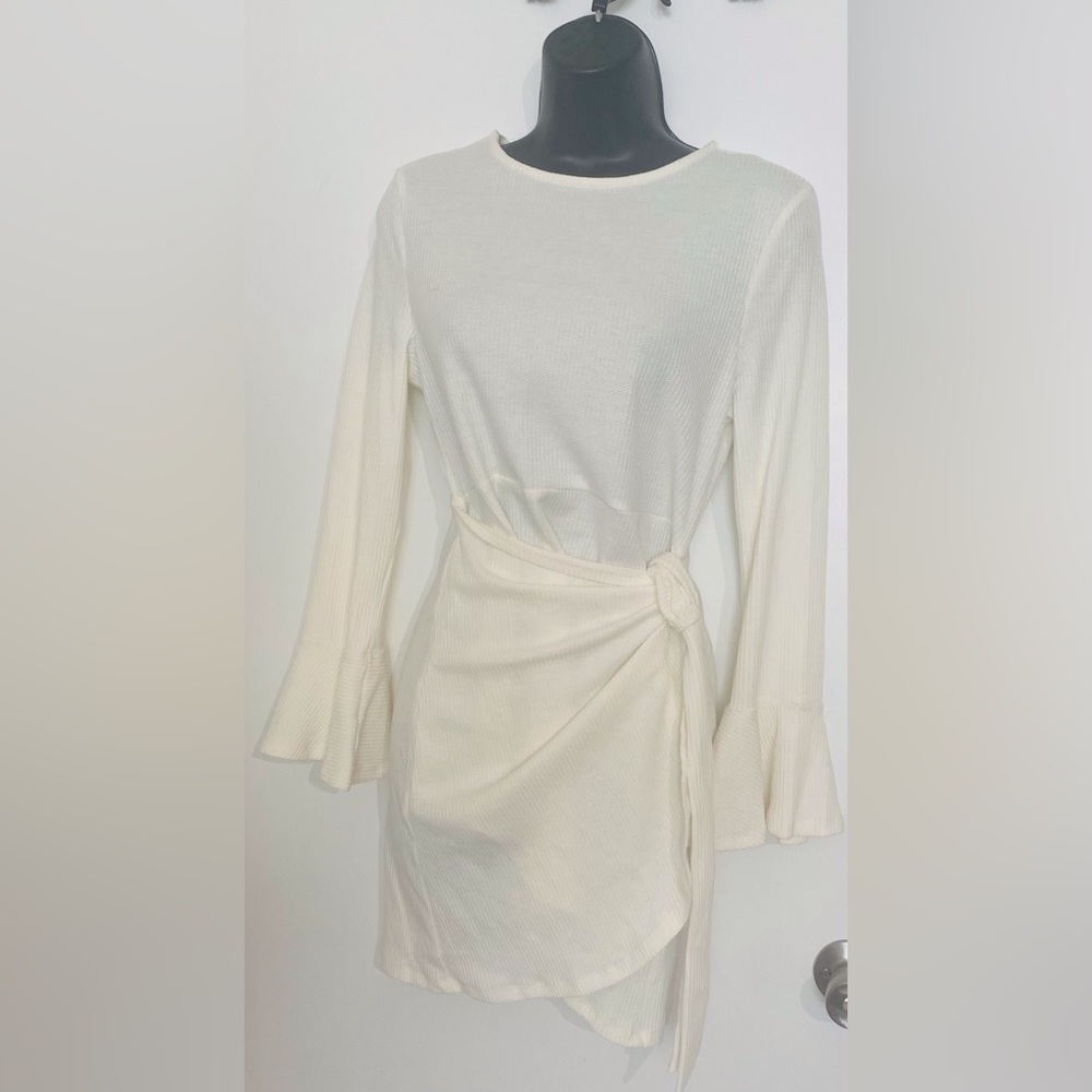 Off white knit blouse dress